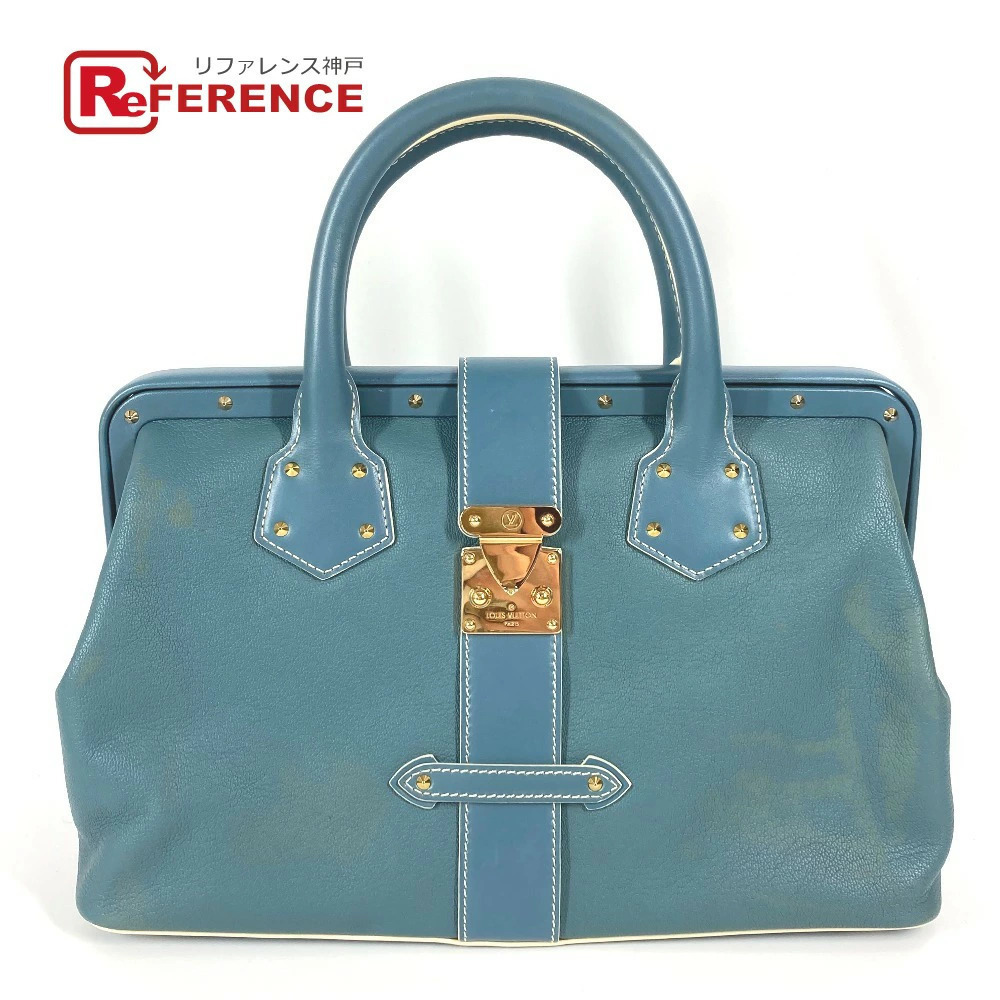 LOUIS VUITTON Suhali Ingenieux Tote Bag Studded Handbag Leather Blue